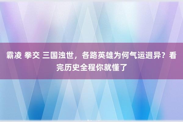 霸凌 拳交 三国浊世，各路英雄为何气运迥异？看完历史全程你就懂了