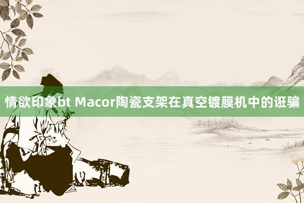 情欲印象bt Macor陶瓷支架在真空镀膜机中的诳骗
